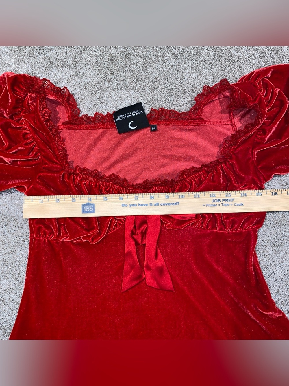 Killstar Witchful Thinking Red Velvet Dress Size M Lace Gothic Scarlet - Picture 8 of 11
